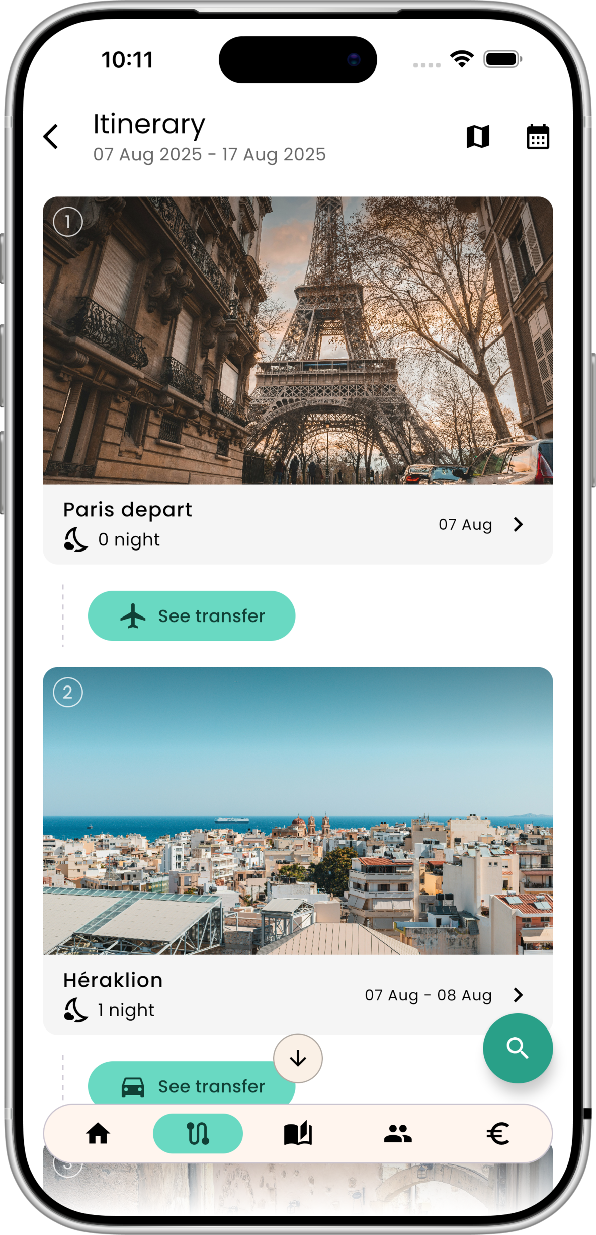 Palmier - itinerary planning interface
